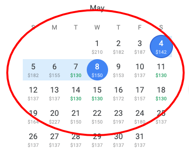 Google Flights Dates